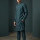 Dark Teal / Rama - Plain Silky Mens Indian Kurta set with Trousers - UK Stock - Weddings / Walimas , Sangeet, Diwali, Eid, Mehndi / Henna - EM66 05KJ26