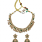 Green - Medium Size Antique Gold Finish Necklace Set with Earrings - SJ06 08H25