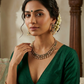 Green - Medium Size Antique Gold Finish Necklace Set with Earrings - SJ06 08H25