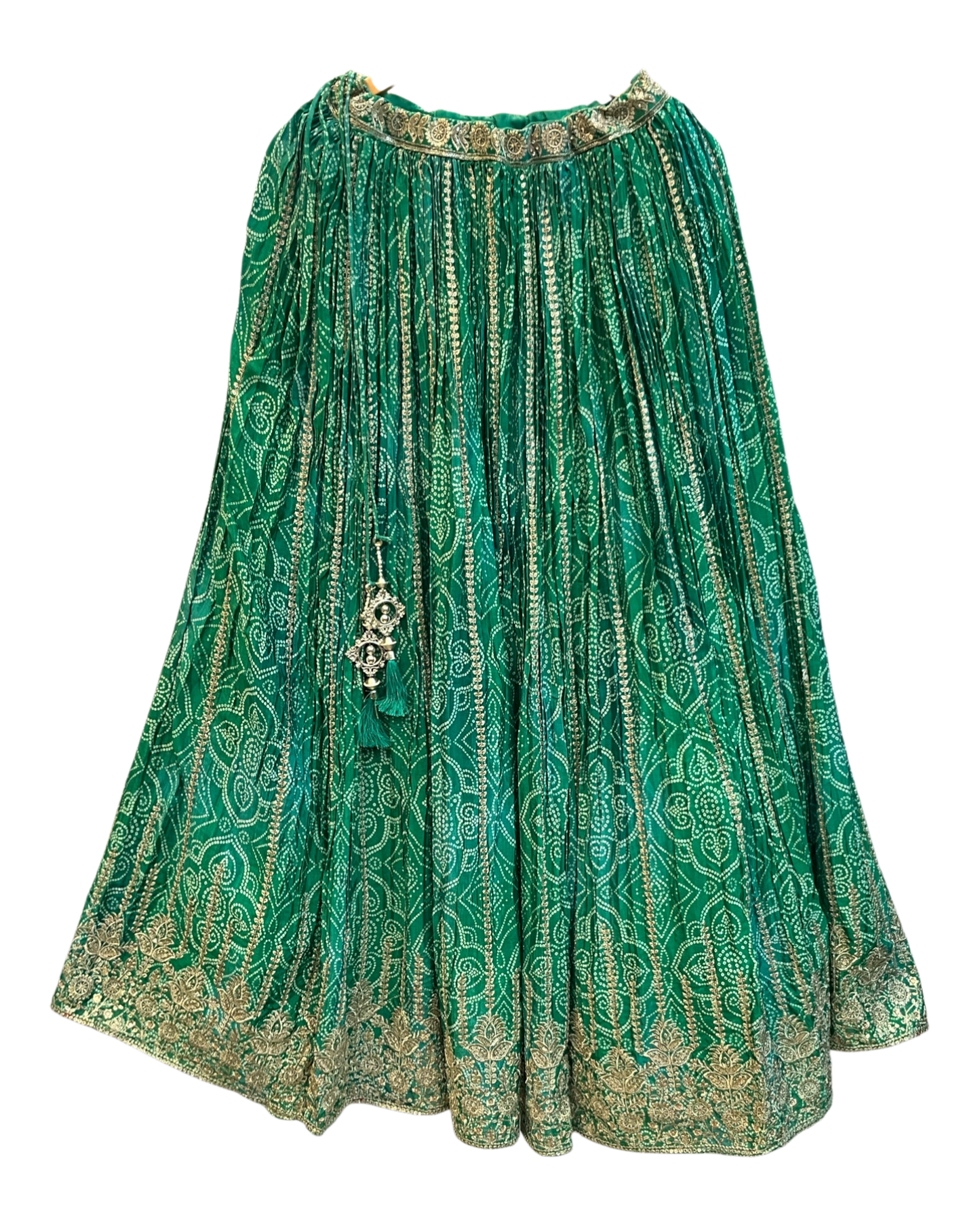 Size UK 12 (38" Bust) Adjustable to Size 14 - Green - Rajasthani Print Silky Lehenga Set - Mehndi / Sangeet / Bridesmaids / Weddings / Garba  - UK Stock - 24h Dispatch - OC72021 05PH26