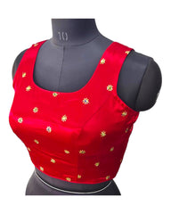 Red - Silky Saree / Lehenga blouse - With Cups - Margin to loosen - UK Stock - AF2333 H 0623