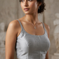 38" / UK 12 - Silver Grey - Silky Designer Saree blouse with cups,  Sleeveless - UK Stock - Quick Delivery - RNK - R651-H