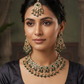 Green - Large Size Antique Gold Finish Necklace Set with Earrings & Head Piece - Bollywood - AE2513 08KK25