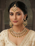 Yellow - Large Size Antique Gold Finish Necklace Set with Earrings - HB999  KT 0424
