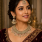 Pink - Large Size Antique Gold Finish Necklace Set with Earrings & Tika Head piece - GGA07  KT 0525