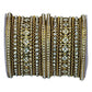 Clear White Stone and Pearl - Antique Gold Finish Bangles Set (Set of 18) - UK stock - SM, M, L, XL JAN2611 05P25