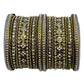 Clear White Stone and Pearl - Antique Gold Finish Bangles Set (Set of 18) - UK stock - SM, M, L, XL JAN2611 05P25