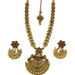 Gold Finish Temple - Large Size Antique Gold Finish Long Necklace Set with Earrings - AE2511 KR 0525