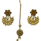 Gold Finish Temple - Large Size Antique Gold Finish Long Necklace Set with Earrings - AE2511 KR 0525