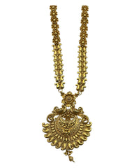 Gold Finish Temple - Large Size Antique Gold Finish Long Necklace Set with Earrings - AE2511 KR 0525