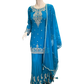 UK 12 / 38" - Turquoise Blue - Designer Ladies Sharara / Palazzo Trousers Suit - UK Stock - Sangeet / Henna / Weddings - SC1639 09RP25