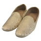Very Comfortable Gold Brocade Loafer Style Mojri - Indian Mens shoes - Mojari , Khossay -  YD2305