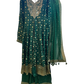 UK 10 / 36" - Forest Green - Designer Ladies Sharara / Palazzo / Anarkali Trousers Suit - UK Stock - Sangeet / Henna / Weddings - VMK Aradhya 04AY26