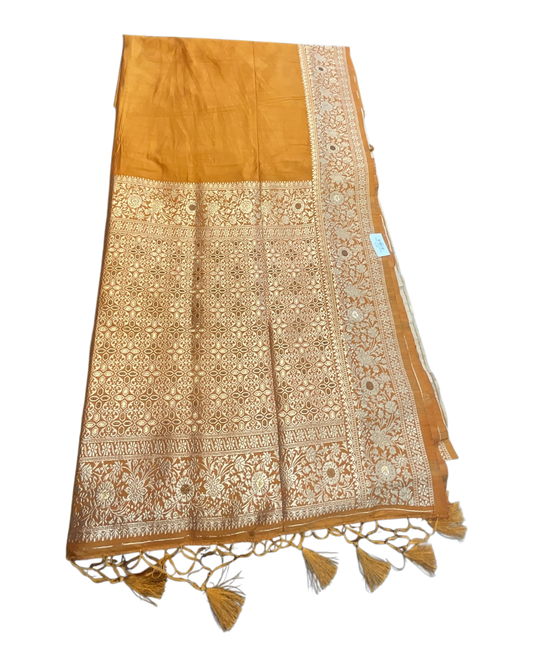 Haldi / Mustard Yellow 1 - Traditional Handloom Saree with Blouse Piece - UK stock - 24hr Dispatch - SP2630 KP