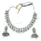 Clear / Silver - Medium Size Silver Finish Necklace Set with Earrings - RAK415 08A25