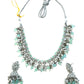 Sea Green - Medium Size Silver Finish Necklace Set with Earrings - RAK415 08A25