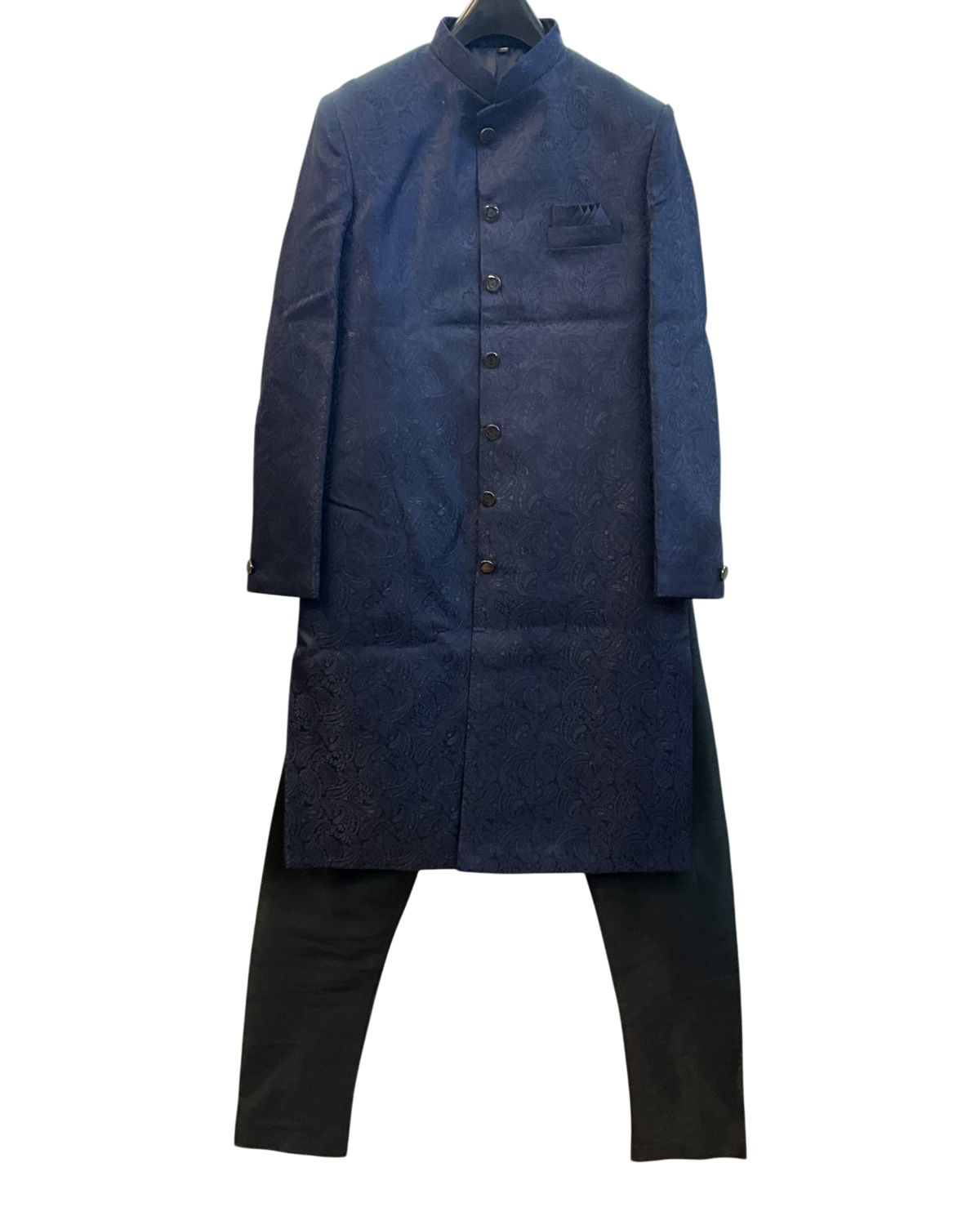 Royal Navy Blue - Classic Banarasi Handloom Brocade Sherwani with quality Buttons -  BS788 08JC25