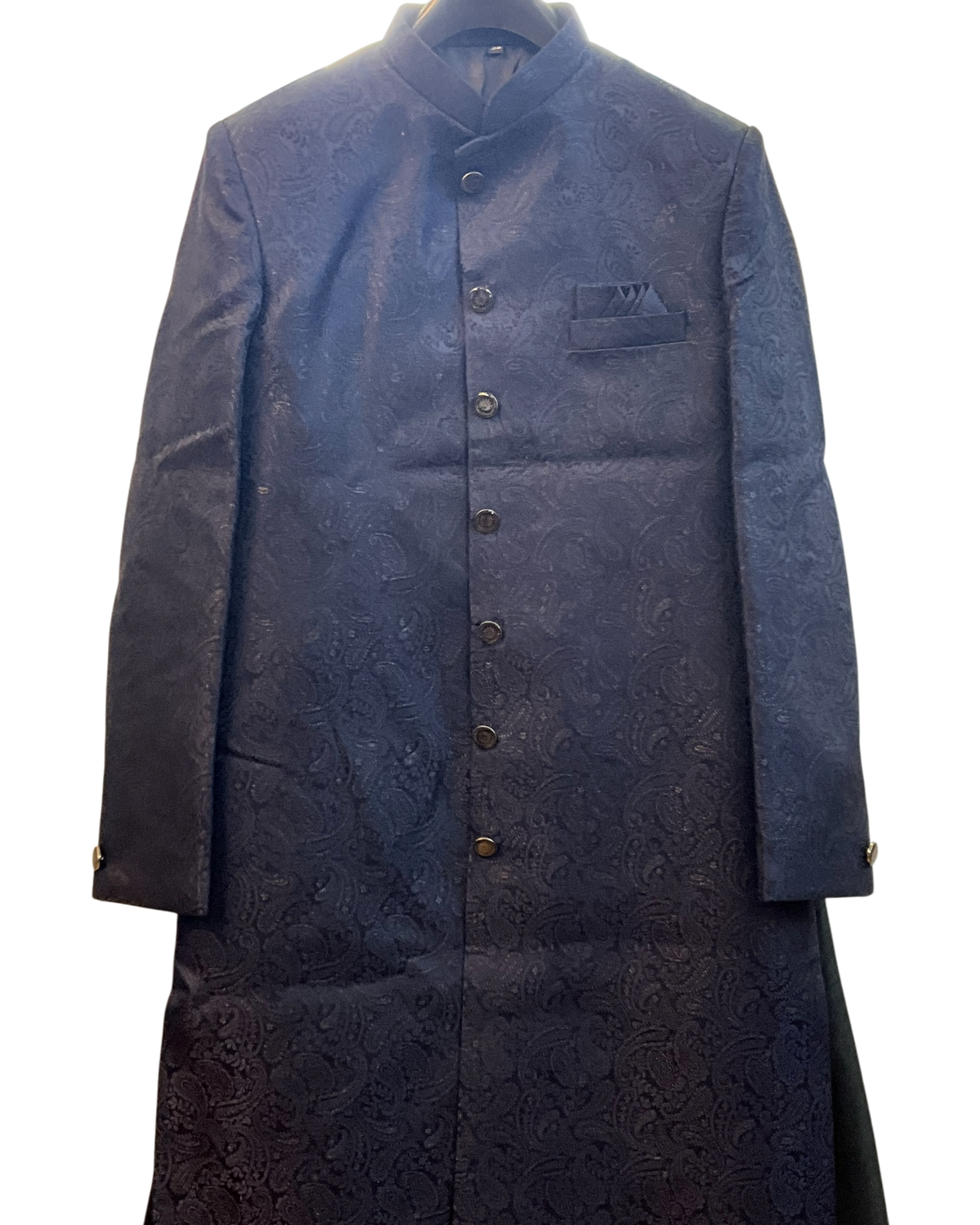 Royal Navy Blue - Classic Banarasi Handloom Brocade Sherwani with quality Buttons -  BS788 08JC25