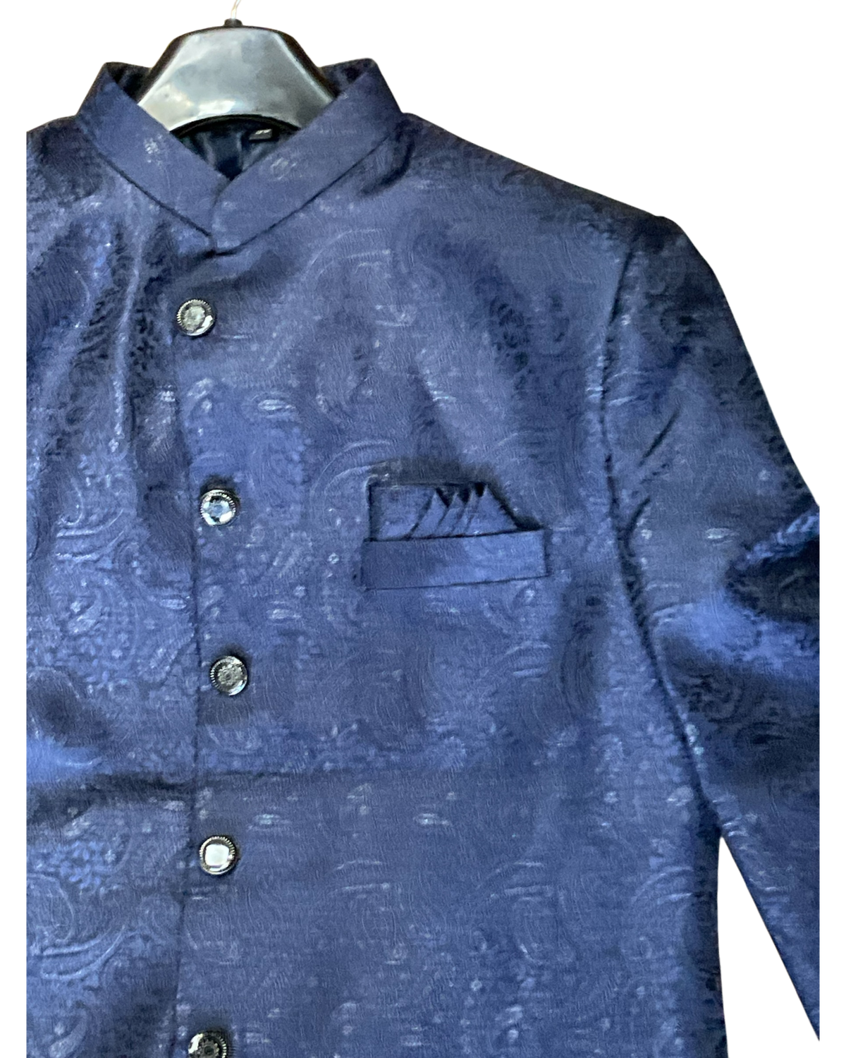 Royal Navy Blue - Classic Banarasi Handloom Brocade Sherwani with quality Buttons -  BS788 08JC25