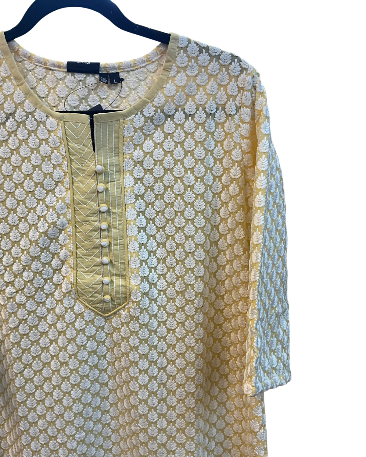 XS to XXXL - Pastel Yellow - Lucknowi Cotton Ladies Kameez Top only - Funeral  / Church / Casual - ARV2176 H
