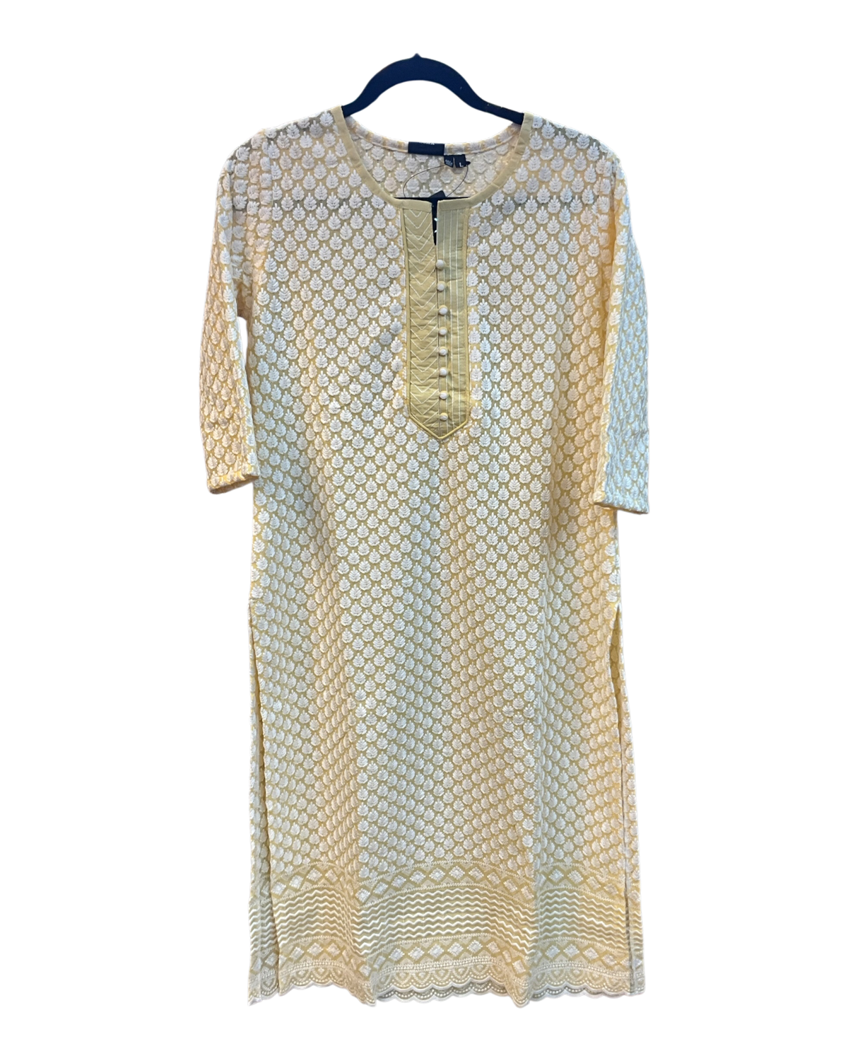 XS to XXXL - Pastel Yellow - Lucknowi Cotton Ladies Kameez Top only - Funeral  / Church / Casual - ARV2176 H
