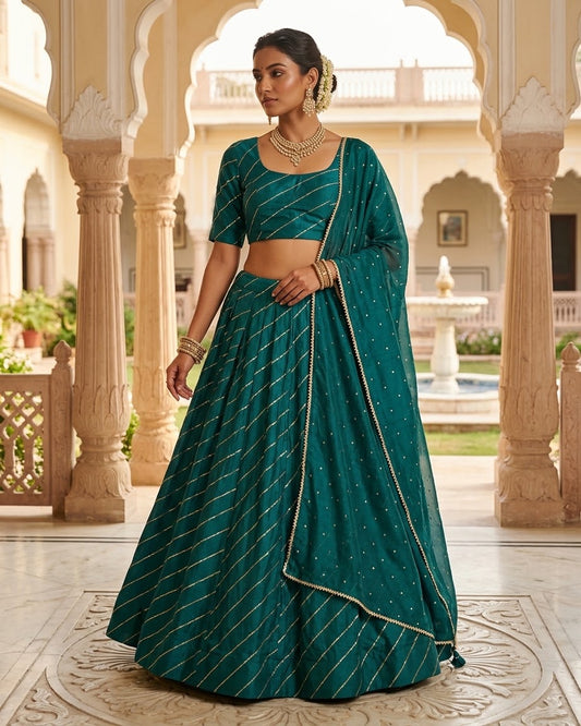 Size UK 12 (38" Bust) - Turquoise Blue -  Dupion Silk Lehenga Set - Garba / Dandia , Mehndi / Sangeet / Weddings  - Adjustable to Size 14 - UK Stock - 24h Dispatch - AF2506 09TY25