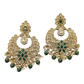 Regal Emerald Green Floral Crescent Kundan Chandbali Earrings - Bollywood - Weddings - 6ER166 09A26