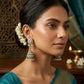 Sea Green - Royal Teardrop Kundan & Pearl Jhumka Earrings - 6JE06 10Pp26