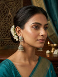 Sea Green - Royal Teardrop Kundan & Pearl Jhumka Earrings - 6JE06 10Pp26