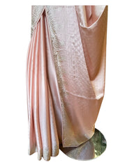 Baby Pink - Stone Work Satin Saree with Blouse Piece - UK stock - 24hr Dispatch - SP250423 VP