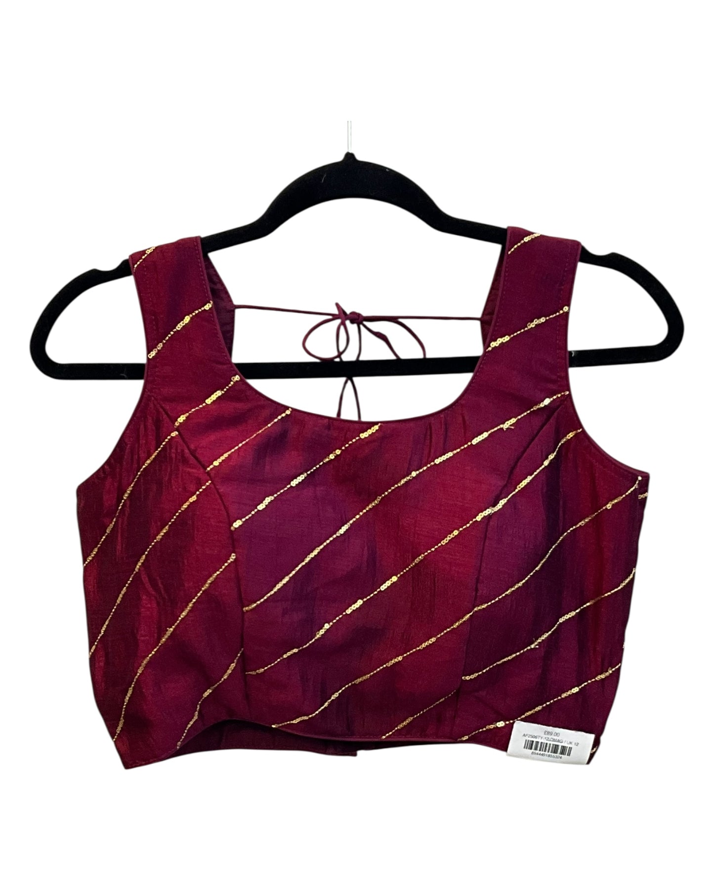 Dark Magenta -  Dupion Silk Lehenga Set - Garba / Dandia , Mehndi / Sangeet / Weddings - Size UK 12 (38" Bust) Adjustable to Size 14 - UK Stock - 24h Dispatch - AF2506 09TY25