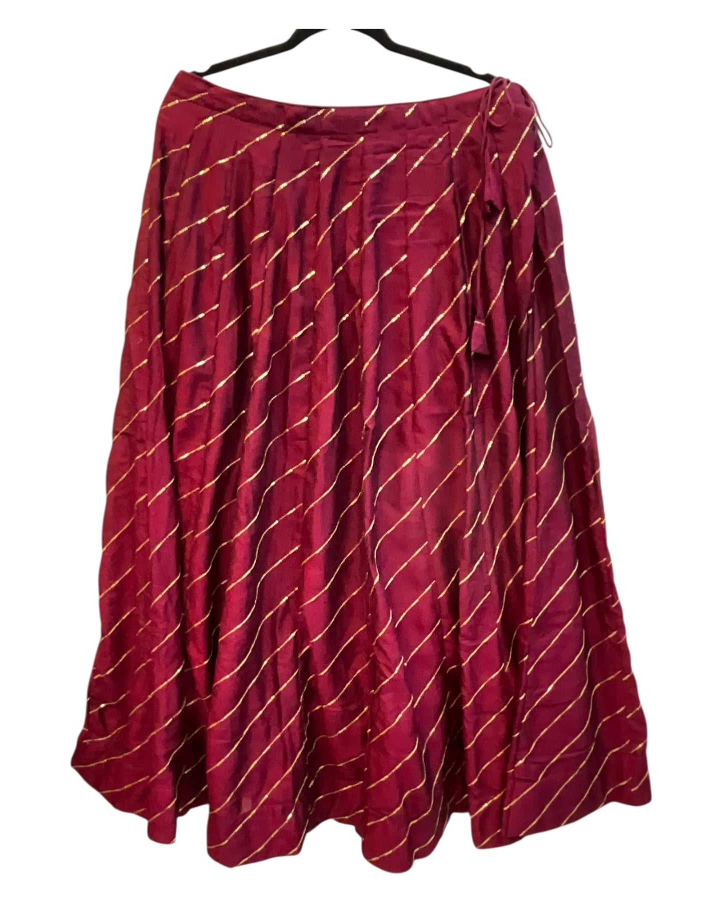 Dark Magenta -  Dupion Silk Lehenga Set - Garba / Dandia , Mehndi / Sangeet / Weddings - Size UK 12 (38" Bust) Adjustable to Size 14 - UK Stock - 24h Dispatch - AF2506 09TY25