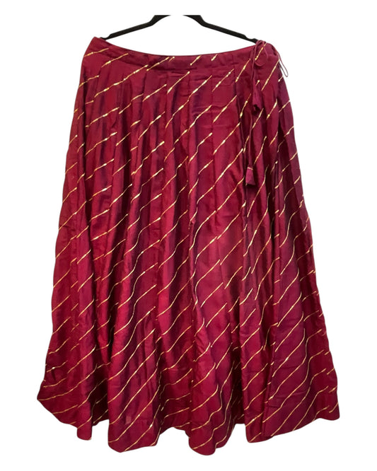 Dark Magenta -  Dupion Silk Lehenga Set - Size UK 12 (38" Bust) Adjustable to Size 14 - UK Stock - 24h Dispatch - AF2506 09TY25