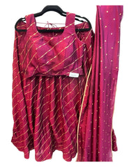 Dark Magenta -  Dupion Silk Lehenga Set - Size UK 12 (38