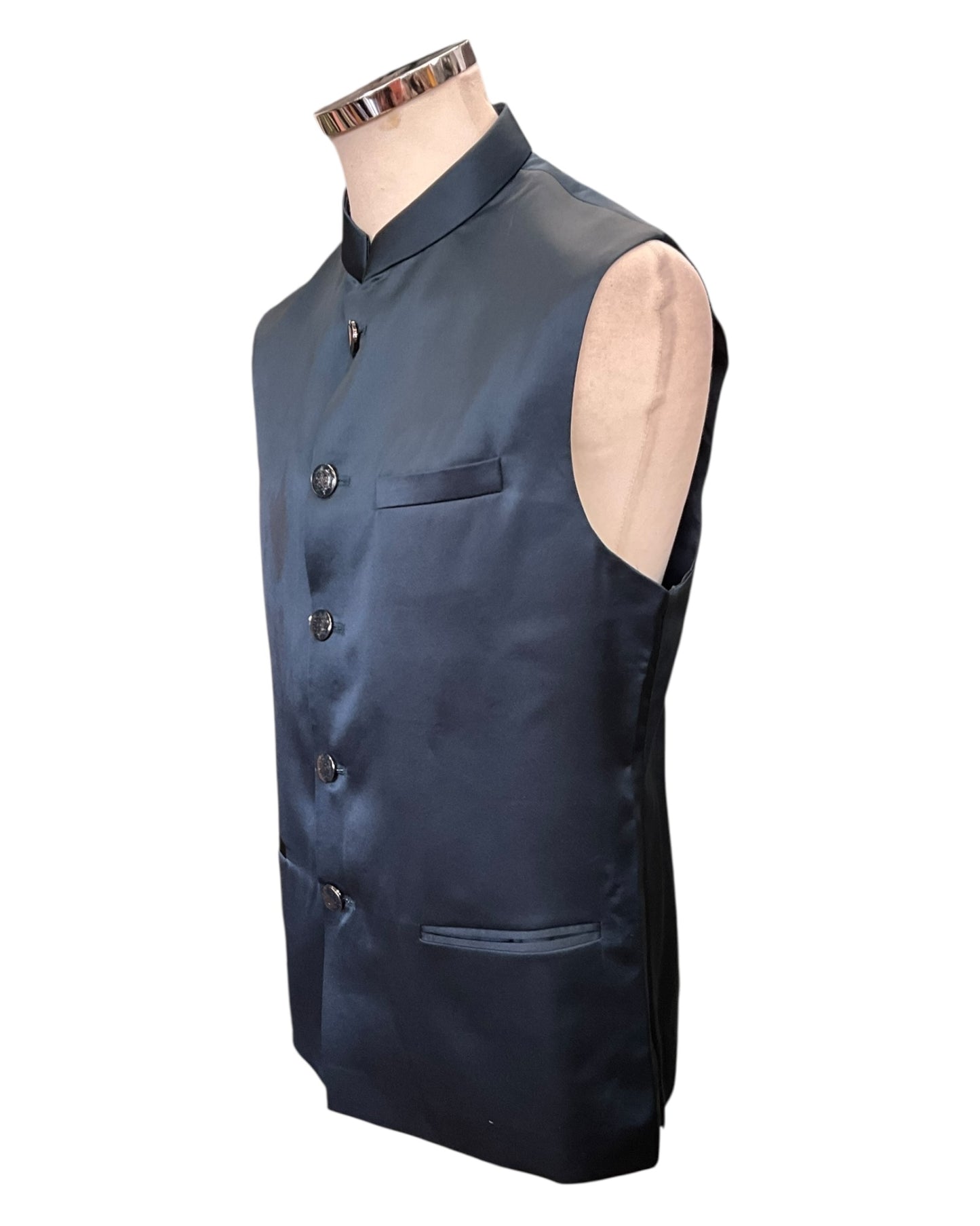 Teal Blue - PREMIUM Slim Fit Mens BandhGala / Prince / Chinese Collar Open Jacket with inside Waistcoat- Fantastic Fit - CS2510 JP 0625