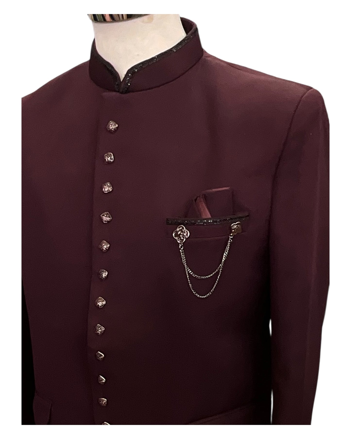 Burgundy / Maroon - PREMIUM Slim Fit Mens BandhGala / Prince / Chinese Collar Jacket - Fantastic Fit - CS2512 09TY25