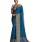 Blue - Handloom -  Banarasi Crepe Saree with Blouse Piece - JOHJAN47006 10VY25