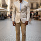 Cream - PREMIUM Slim Fit Mens Contrast Brocade BandhGala / Prince / Chinese Collar Jacket - Fantastic Fit - VNS-JOD7910/1 10VC25