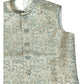Cream with Light Turquoise & Gold Thread Brocade - Premium Mens Waistcoat - VNS-JKT7908/1 10KJ25
