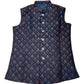 Navy Blue with Contrast Thread Brocade - Premium Mens Waistcoat - VNS-JKT15 10KJ25