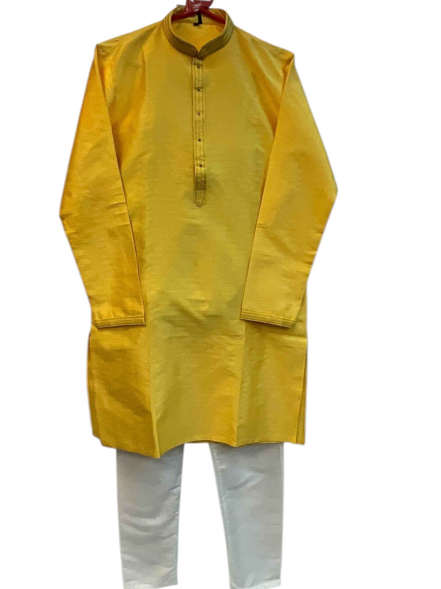 Haldi Yellow - Banarasi Handloom Brocade Mens Indian Kurta set - UK Stock - Weddings / Walimas , Sangeet, Diwali, Eid, Mehndi / Henna - VEE2533 KC