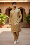 Gold - Rich Brocade Mens Indian Kurta set - UK Stock - Weddings / Walimas , Sangeet, Diwali, Eid, Mehndi / Henna - NAD25721 KA