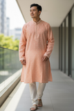 Coral  - Rich Linen Mens Indian Kurta set - UK Stock - Weddings / Walimas , Sangeet, Diwali, Eid, Mehndi / Henna - NAD25712 VC
