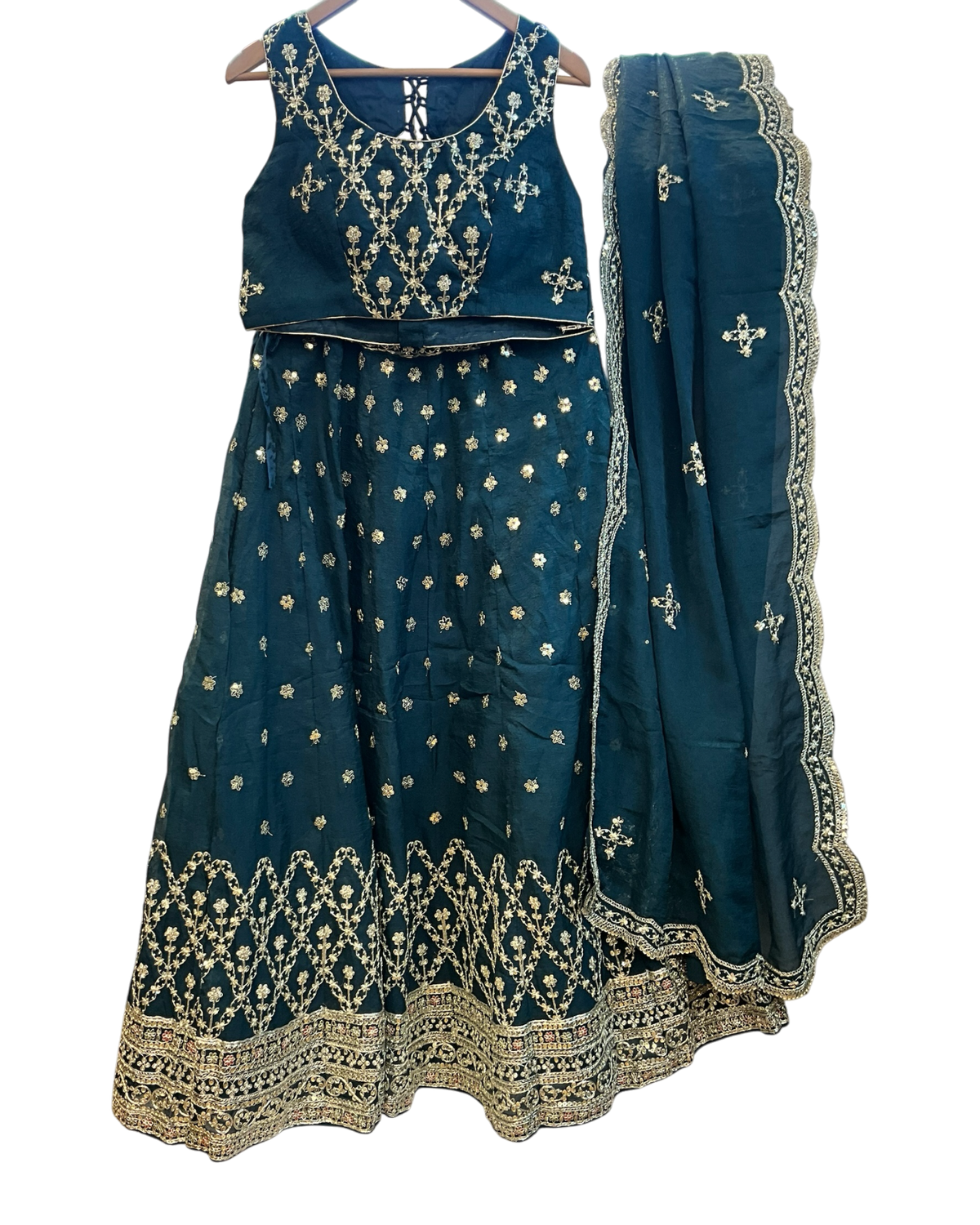 Size UK 12 (38") Teal - Lehenga Set - Mehndi / Sangeet / Bridesmaids / Weddings / Garba  - UK Stock - 24h Dispatch - JSS2607 11TY26