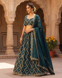 Size UK 14 (40") Teal - Lehenga Set - Mehndi / Sangeet / Bridesmaids / Weddings / Garba  - UK Stock - 24h Dispatch - JSS2608 11TY26