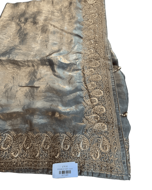 Antique Gold - Fancy Party Saree with Blouse Piece - UK stock - 24hr Dispatch - SP2608 VP - Prachy Creations