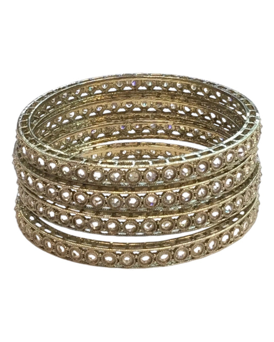 Antique Gold Finish Gold Reverse Stone Bangles (Set of 4) - Mix N Match - SR210Pp - Prachy Creations