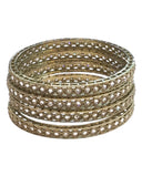 Antique Gold Finish Gold Reverse Stone Bangles (Set of 4) - Mix N Match - SR210Pp - Prachy Creations