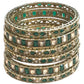 Antique Gold Finish GREEN Reverse Stone Bangles (Set of 6) - Mix N Match - SR219R - Prachy Creations