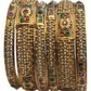 Antique Gold Finish Hand Crafted Rajasthani Kada & Bangles Set (Set of 6) - UK stock - SB1089 H - Prachy Creations